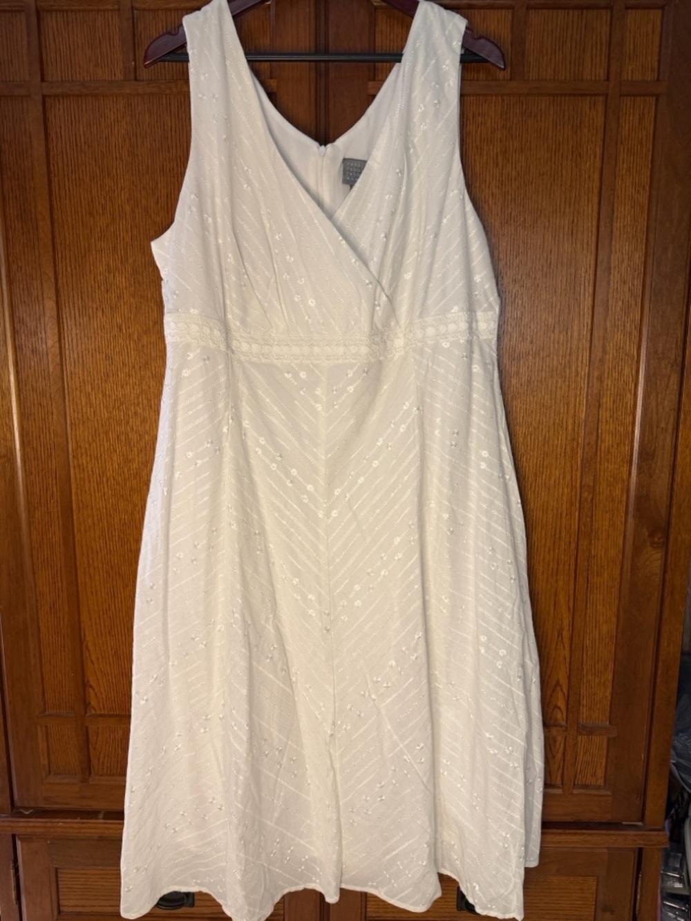 Rabbit Rabbit Rabbit Eyelet Lace Chevron Surplice Wrap Sleeveless Midi Dress